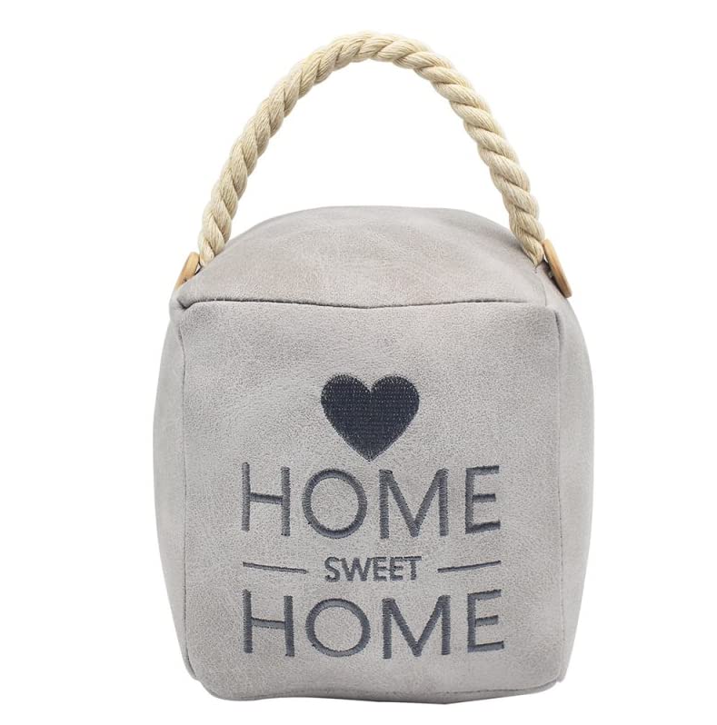 Grey Faux Leather Home Sweet Home Doorstop Cube | Weighted Decorative Door Stop | Housewarming Gift โ image 1