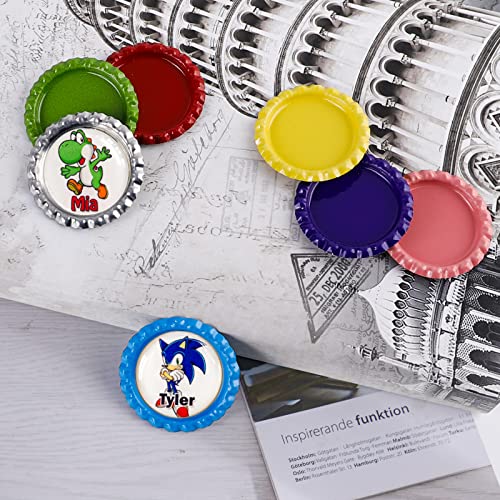 Rutich YHG200 200 Pcs Crown Bottle Caps Decorative Bottle Cap Double Sideds Printed Craft Bottle Stickers thumb #5