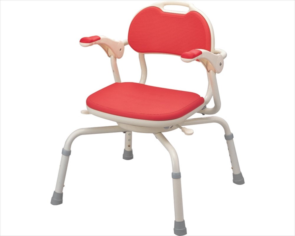 Amazon | アロン化成 肘掛付シャワーベンチ まわるくん レッド