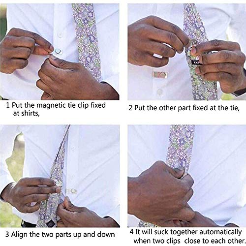 3/6 Pcs Invisible Magnetic Tie Stay - Men\'s Invisible Magnetic Automatically Fixed Tie Clip, Stainless Steel Magnetic Lapel Pin, Collar Bar Necktie Shirt Tie Clips Collar Stays Pin for Men (3pcs) - Thumbnail 4