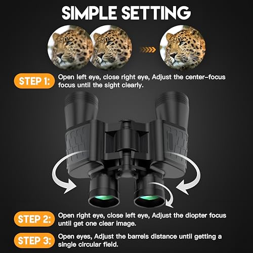 Image of Binoculars for Long Distance, 10x50 Zoom, 3000 Meter Long Range with High Powered with Clear Vision BAK4 Prism FMC Lens Easy Focus Long Range Portable (6 Months Warranty)