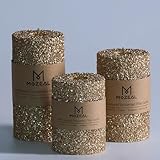 MOZEAL Hand-Poured Granular Texture Decorative Gold Pillar Candles Set of 3 (3'x4', 5', 6'), Approx 300 Hours Burn Time Dripless, Unscented, Smokeless, for Glamorous Events & Christmas Party Decor