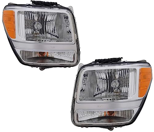 ALLIGATOR AUTO LIGHTS Headlight Assembly Pair Compatible With Dodge Nitro 2010-2011 Shock, Detonator, Heat, 2007-2011 SXT, 2008-2011 SE, 2007-2009 R/T, SLT Left & Right Side, DOT/SAE