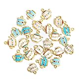AUEAR, 24 Pack Teapot Cup Charms Pendant Enamel Alloy Charm for Earrings Bracelet Jewelry Making DIY