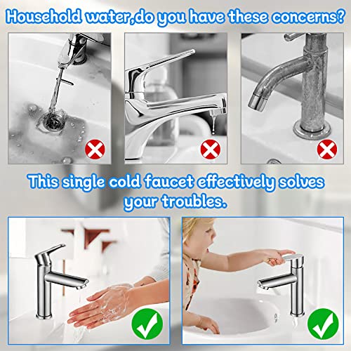 REFORUNG Kaltwasserarmatur Kaltwasserhahn 175mm Armatur Kaltwasser Badarmatur Edelstahl Waschtischarmatur Kaltwasser Wasserhahn Bad Standhahn Kaltwasser Einhebelmischer mit schlauch für Bad Gäste WC