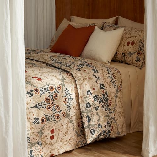 Freyamy Boho Beige Bettwäsche 220x240 3tlg,Vintage Botanisches Aesthetic Bettwäsche-Set Mikrofaser Exotisch Bettwäsche, 1 Bettbezug mit...