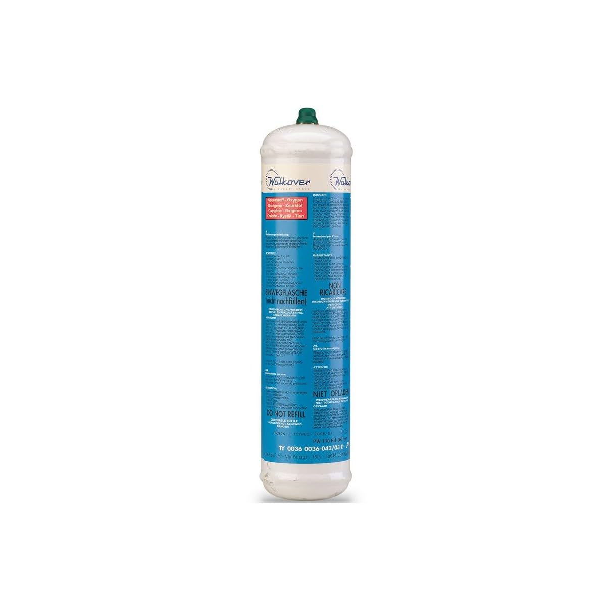 KEMPER – Botella de oxígeno 110 bar x 2 conexión M10 Soldadura bigas desechable 110 litros