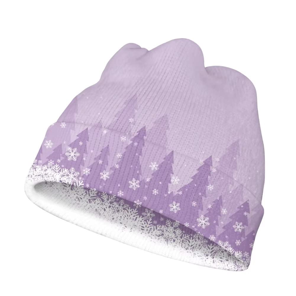 Doojoayie Purple Christmas Treer Knit Caps for Women XL Winter Accessories Hats for Women Knit Cap Adult Oversized Hat