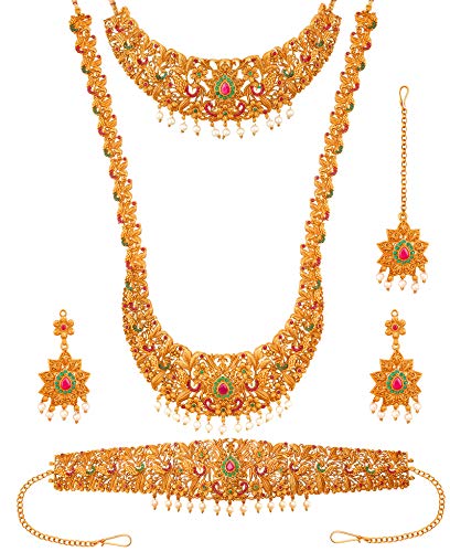 Aadita Latest Ethnic Designer Traditional Gold Plated and American Diamond Long Mala Necklace for Women (Golden) (DT3091NK) Deal