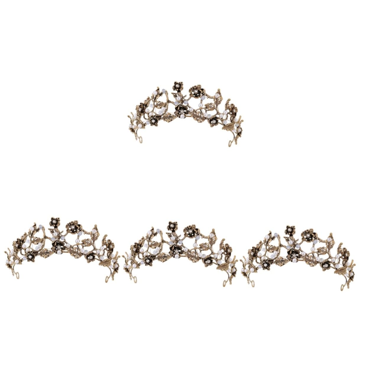 Healeved 4piezas Diadema De Perlas Para Boda Tocado De Novia Diseño Barroco y Cristales Accesorio Elegante Para Fiestas y Cumpleaños