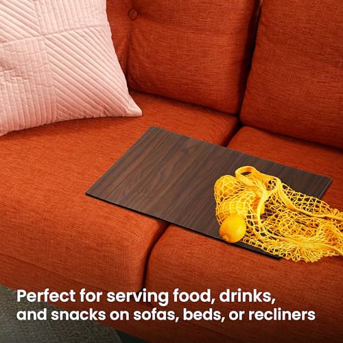 Image of Classyo Sofa Armrest Tray, Sofa Arm Tray - Dining Table Mats Flexible & Foldable - Suitable for Food, Drinks, Snacks, Cup- Engineered Wood (11 in x 17 in)