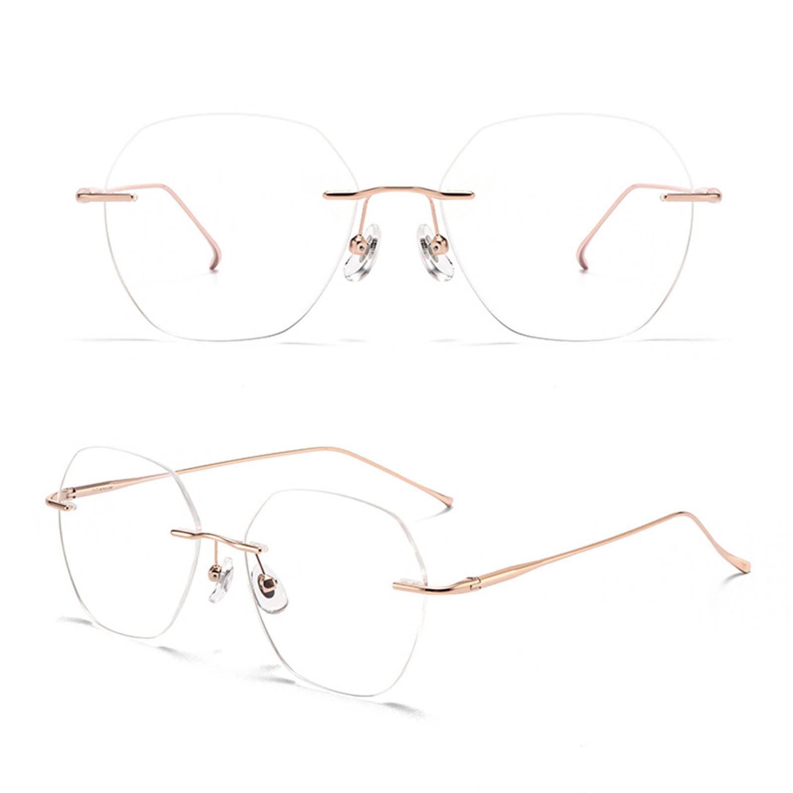 Gafas Luz Azul Sin Montura Marco De Metal Bloque Luz Azul Gafas Ordenador para Gaming, Pc, Lectura Hombre Y Mujer Rose Gold,1