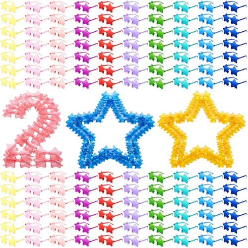 Image of Kanayu 200 Pair Star Shaped Rimless Sunglasses Transparent Star Candy Color Pentagram Glasses for Adult
