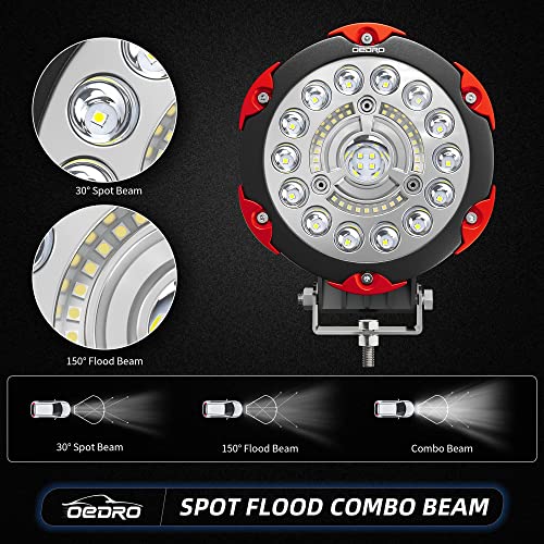 Image of OEDRO 7 Inch 135W Round LED Offroad Lights, 2PCS 15300LM Spot Flood Combo Light Pods Bumper Driving Lamp Fit for Boat, Jeep, Truck, ATV, SUV, UTV, Pickup, Motorcycle