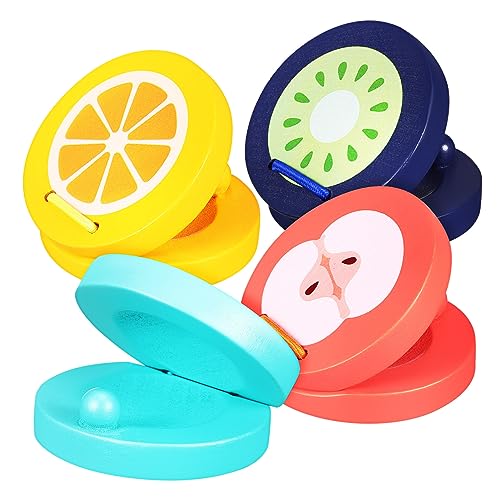 NOLITOY 4 Stück Holzkastagnetten Frucht Kastagnetten