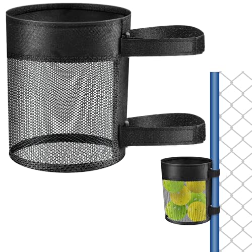 GliCraft 2 Pcs Tennis Ball Basket Holder Adjustable Ball Hanging Bag Tennis Ball Collector Bag Foldable Mesh Net with Strap Tennis Ball Pouch Holds for Picking and Storage Training Tool for Ball