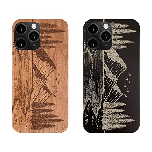 Sevgie SVG-LNDSCP Wood Case For Iphone Xr [Shockproof Hybrid Protective Cover Unique] Natural Real Wood & Soft Tpu Wooden cover