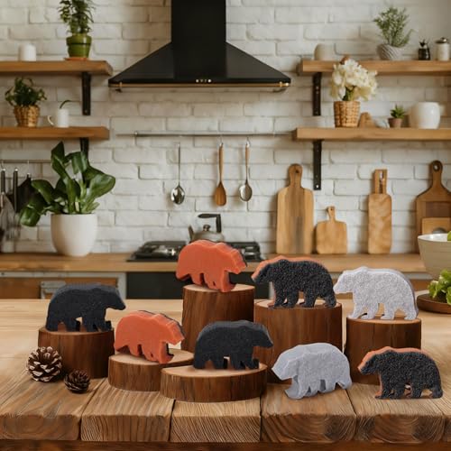 Image of Tioncy 12 Pack Rustic Bear Kitchen Sponges Bulk 4 Colors Cute Dual Sided Scrubber Brown Black Bear Sponges Reuseble Dishwashing Kitchen Cleaning Accessories for Cookware Pot Boiler Pan Household