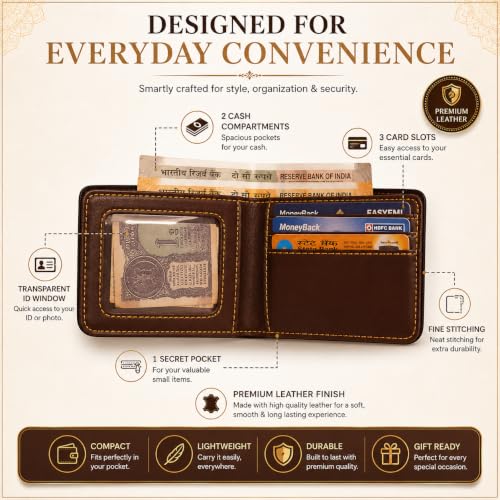 Image of Customized Wallet for Men with Name | Personalized Leather Bifold Wallet with Rakhi | Rakhi Gift for Brother | Premium Gift for Husband, Boyfriend & Brother | Raksha Bandhan