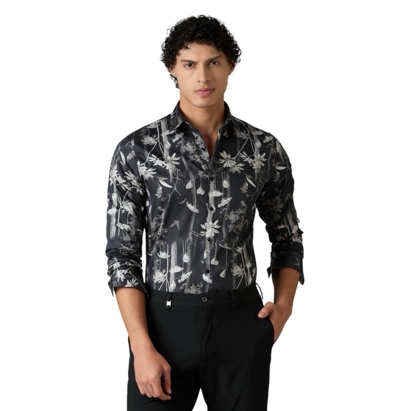 Image of Men's Printed Regular Fit Full Sleeves Cotton Formal Shirt