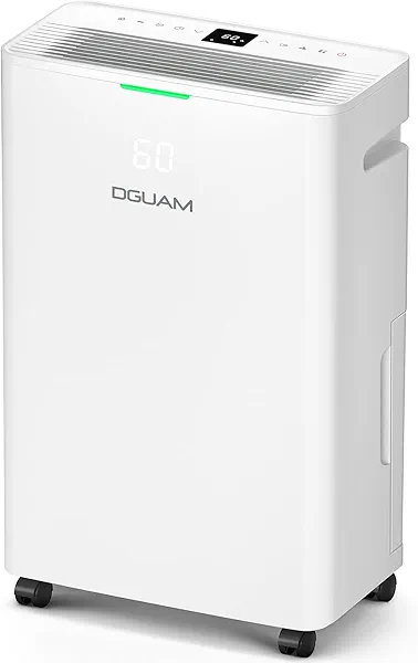 DGUAM Dehumidifier, Compressor Dehumidifier for Basement 4500 Sq.Ft, Energy Efficient Max 80 Pint/D (Std 60 Pint/D), Smart Humidity Control, Drain Hose, 42dB Quiet & Auto Defrost, for Home, Bedroom
