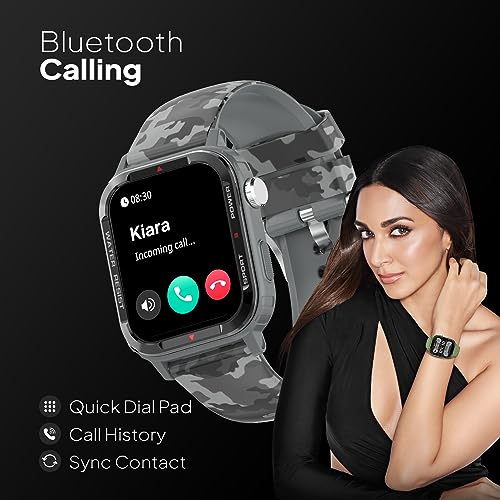 Image of Fire-Boltt Tank 1.85 inch Outdoor Rugged Bluetooth Calling Smart Watch, 123 Sports Mode, 8 UI Interactions, Built in Speaker & Mic, 7 Days Battery (Camo Black)