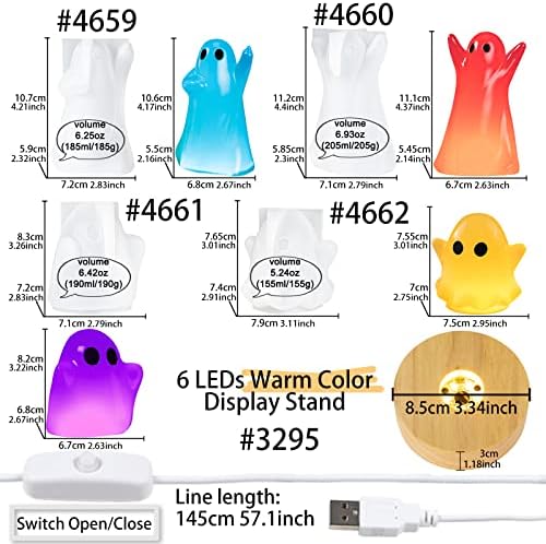 Ghost Resin Silicone Molds, Night Light Lamp Epoxy Casting Kit Set of 6, Novelty Ice, Candle, Concrete, Soap Craft image 4
