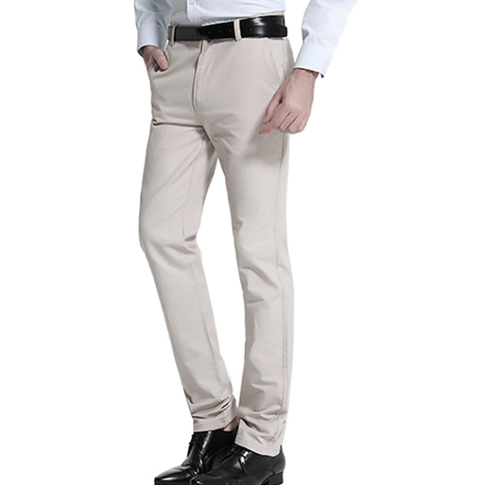 Xiaojmake Mens Dress Pants Formal Slim Fit Chino Tuxedo Suit Pants Expandable Waist Flat Front Slacks Pant for