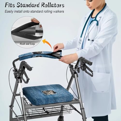 Image of Pocket Cat Rollator Accessories for Ladies Universal Walkers Seat Covers Cute Walkers for Seniors with Seat Covers