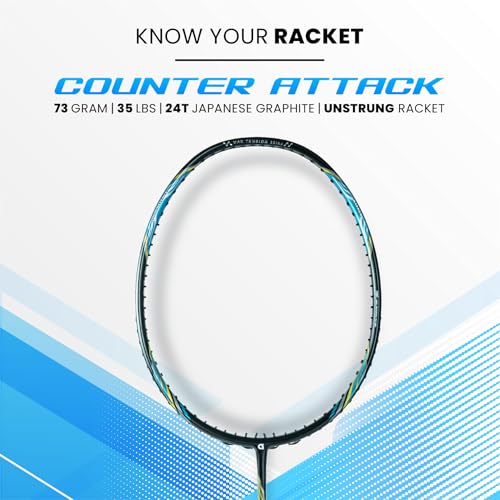 Image of Apacs Counter Attack (Ultralight 73g, 35 LBS) Made in Vietnam | Japanese Graphite Unstrung Badminton Racket with Full Cover | G2-4 1 /8 inches (Black Matt)