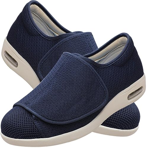 Zapatos pies anchos Zapatillas Cómodas Ancho Especial Zapatos Especiales para Juanetes Mujer Calzado Ancho Especial Hombre zapatillas señora mayor ancho especial pie diabetico(Blue,42 EU)