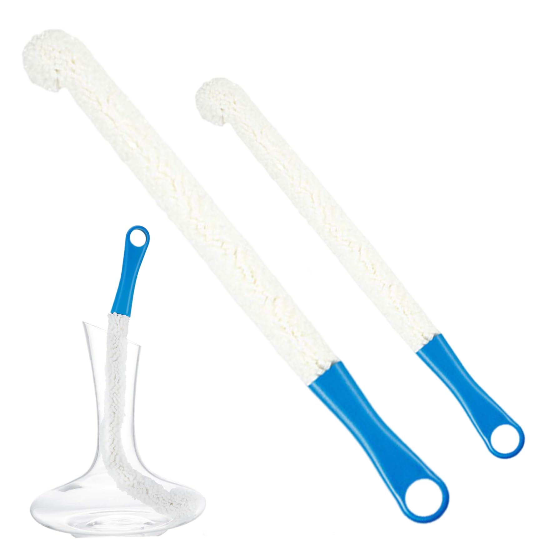 2PCS Wine Decanter Cleaning Brush 17/18 Inch Flexible Bottle Brush with Handle Easy to Use Hanging Bottle Cleaning Tools for Goblets Glasses Cups Wine Decanter