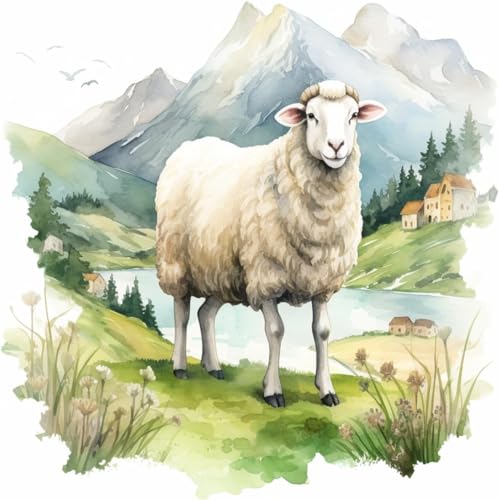 ZMHZMY DIY Oil Painting Paint by Number Kit Frameless Goat Sheep Farm Animal Paint by Numbers Oil Painting Canvas Print Wall Art Home Decoration