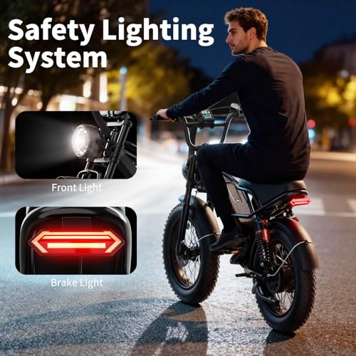 Electric Bike for Adults Teens,3000W/2000W Peak,20″/16″ Fat Tire Off Road Dirt Ebike,80/55 Miles LongRanger,32/28 MPH E Bike Bicycles, Fat Tire All Terrain E-Bike,E Bike for Hunting,YR20 with Footrest