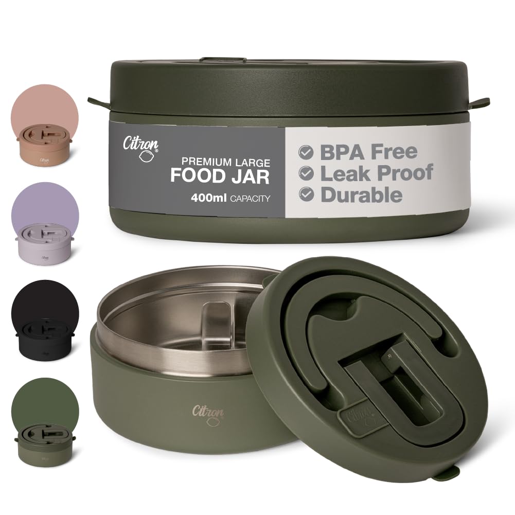 Vacuum Insulated Food Jar for Kids & Adults | BPA Free Food Thermos | Travel Hot Food Container- 400 ml Green