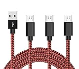 FWCLO 10FT 3Pack Micro USB Cable PS4 Controller Charger Cable, Micro USB Charger Nylon Braided for Galaxy S7 Edge Sony Playstaion 4,PS4 Slim/Pro,Dualshock 4,Xbox One/One X,for Old Kindle E-Readers