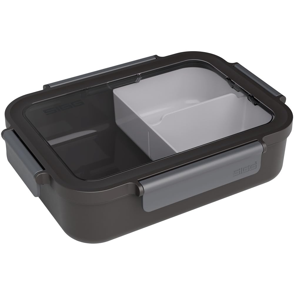 Sigg Nimo L Anthracite Lunch Box, Feather-Light Lunch Box, 2-in-1, BPA-Free, Grey, 1 L
