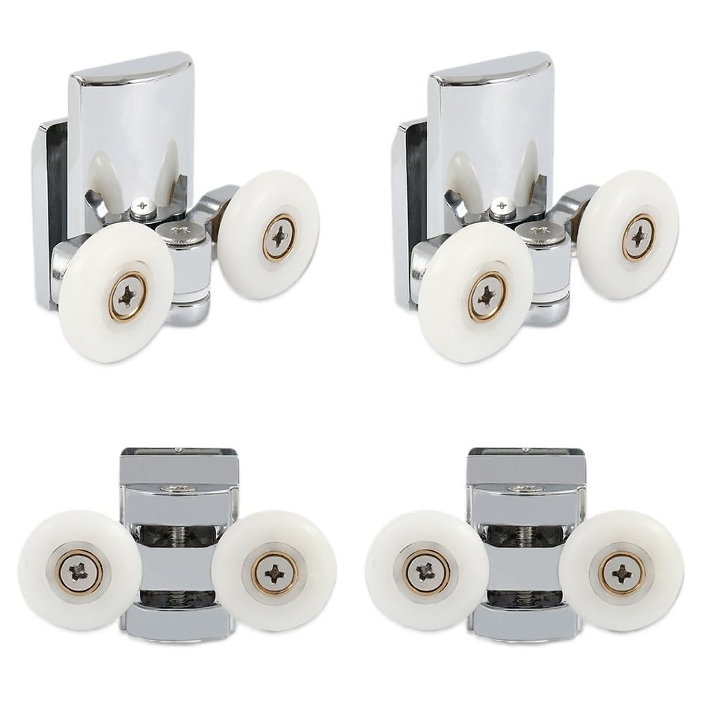 Shower Door Rollers Shower Door Rollers Twin Roller Runners Wheels Pulleys Zinc Alloy 23mm Wheel Diameter Top Bottom Bathroom Replacement Parts