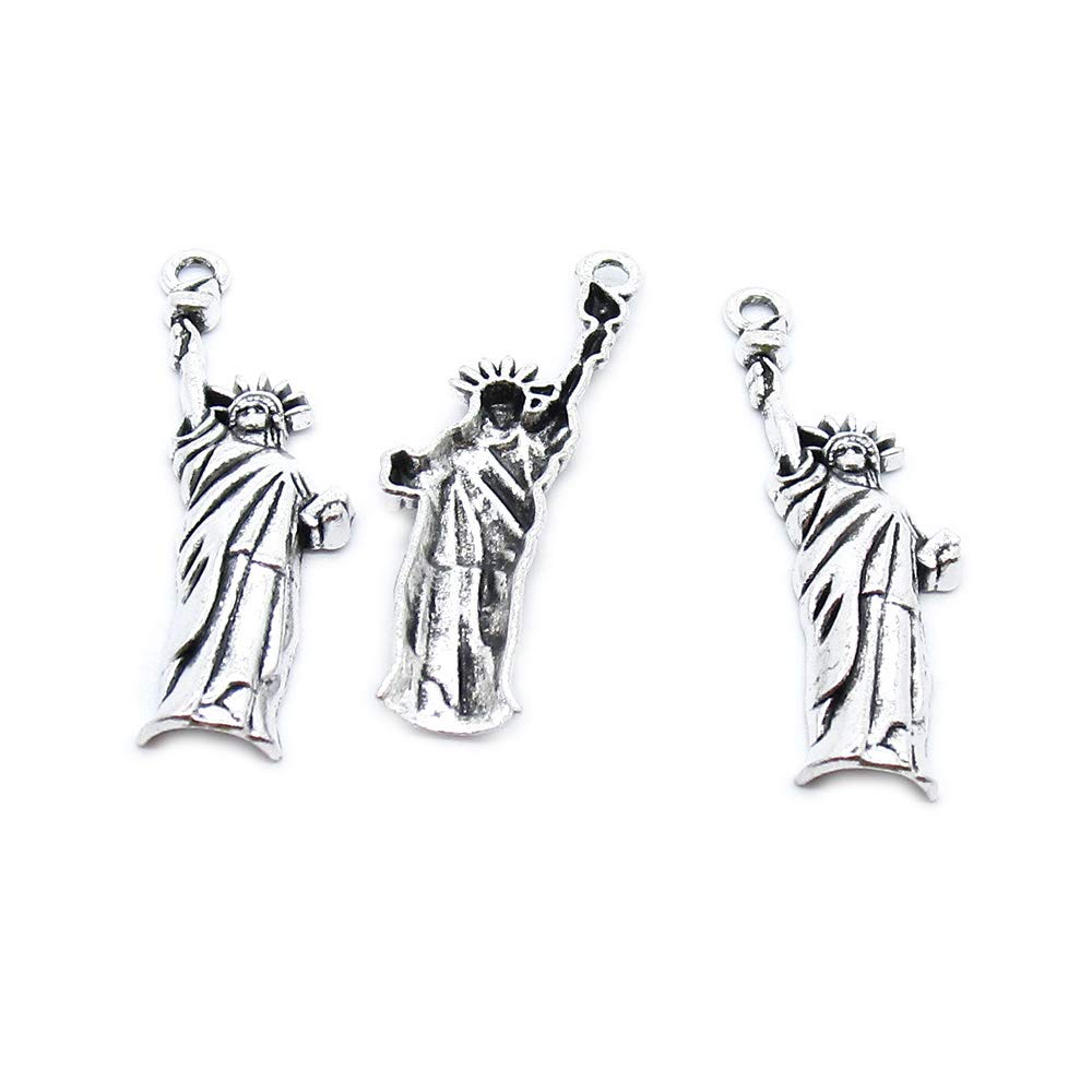 70 Pieces Antique Silver Tone Jewellery Charms Craft Art Making Crafting Beading Supplies ZC8J3R Statue of Liberty