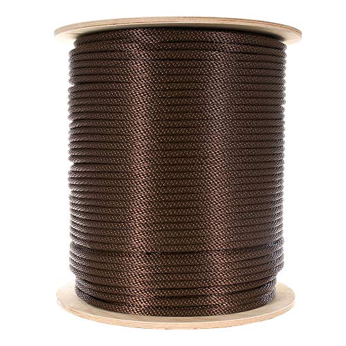 Paracord Planet Cuerda de nailon trenzado con núcleo de alambre galvanizado, alta resistencia a la tracción, línea de driza, uso para mástiles, veleros, cabrestantes, poleas (marrón, 3/8 pulgadas, 500