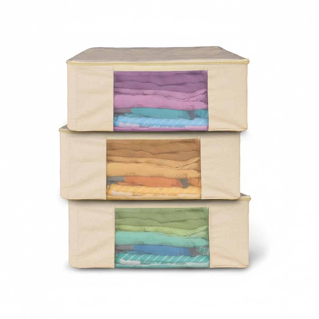Bolsas de lona de algodón para almacenamiento de ropa, fundas de sari para almacenamiento, fundas de sari con cremallera para diseño de almacenamiento para vestidos de mujer, saris, lehengas
