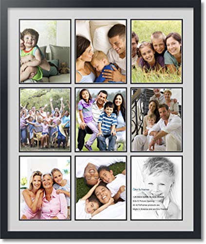 ArtToFrames Collage Photo Frame Double Mat with 9-8x10 Openings with Satin Black Frame and Candlewick mat.