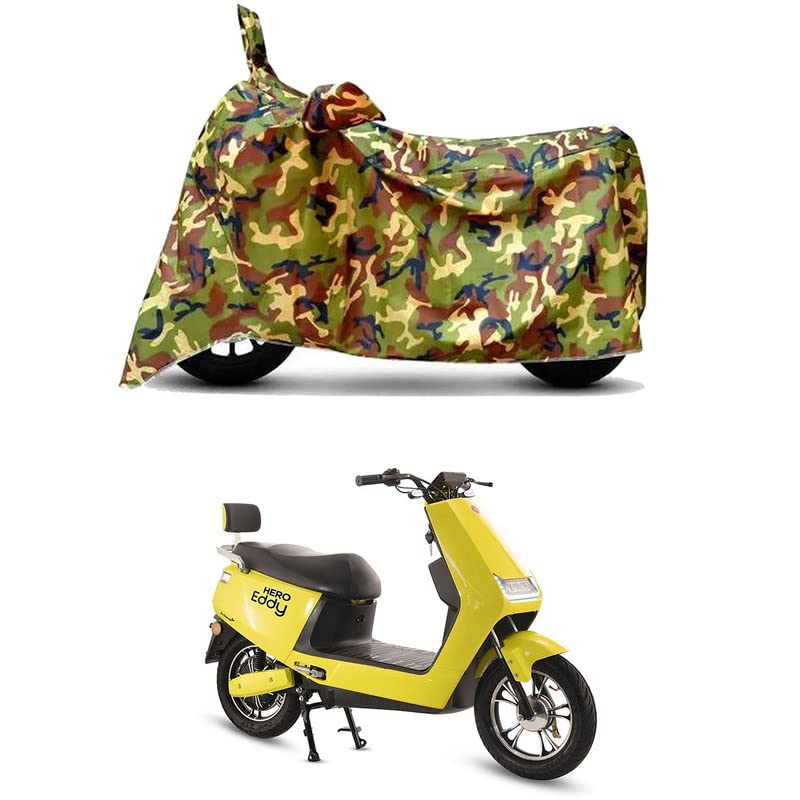 Image of Waterproof 100% PVC Coated Bike Scooty Two Wheeler Body Cover Compatible for Hero Electric Eddy /UV-Rays /Heat Protection /Birds Dropping /Scratchproof /Dust Proof /All Varient[6X6 Jungle Print]