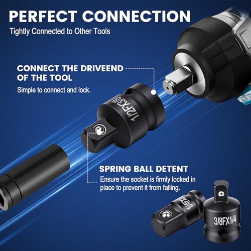 Image of Impact Socket Adapter Set, 10-Piece 1 /4 inch 3 /8 inch 1 /2 inch Drive Swivel Universal Joint Socket, Cr-Mo Steel, Drill Adapter and Reducer Set for Automotive Repair and DIY