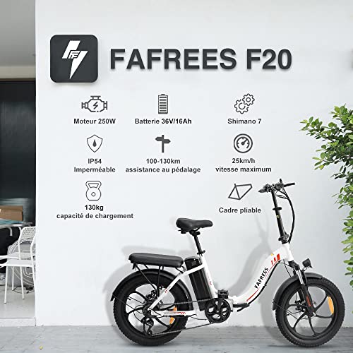 Fafrees F20 Fat Tire E-bike 20 inch, 250 W met 36 V 16 Ah wisselaccu, opvouwbare City E-bike 25 km/u, mountainbike met… - Afbeelding 3
