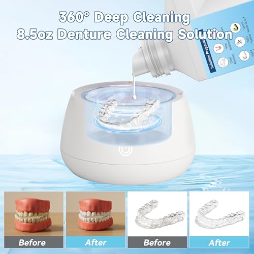 Image of Ultrasonic Retainer Cleaner Solution for Ultrasonic Denture Cleaner-Professional Cleaning of Retainers, Invisible Aligners, Mouth Guards, Night Guards, Remove Odors, Discoloration & Stains 32oz