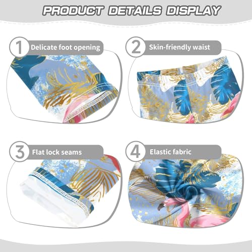 ALAZA Girls' Leggings Children's Yoga Pants Skinny Printed Dance Flamingo Blue Gold Comfortable 4T2