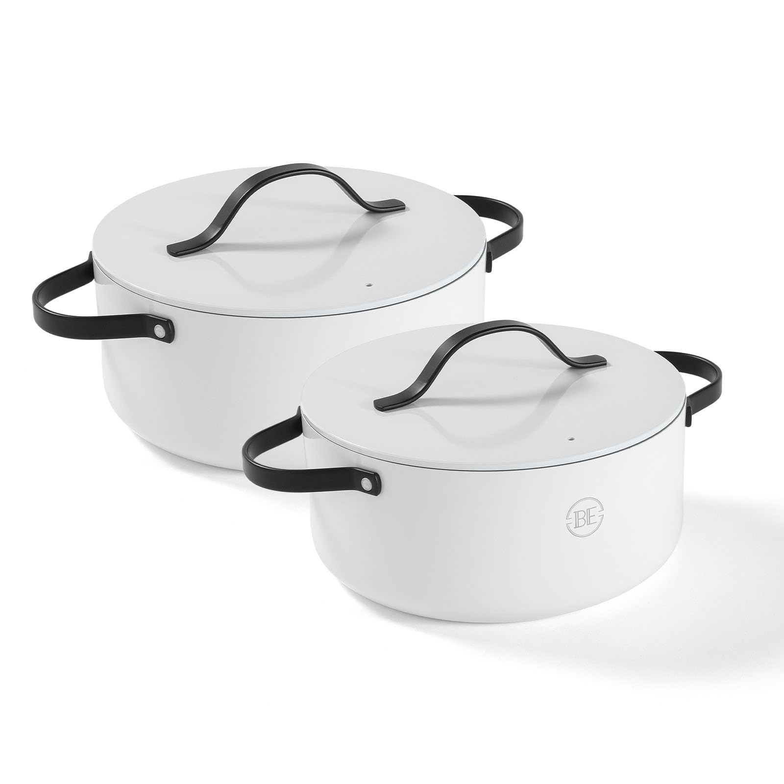 BE Living Essential 2-częściowy zestaw patelni - Ø 24 i 28 cm - garnek do gotowania - ceramika - bez PFAS - indukcja - biały