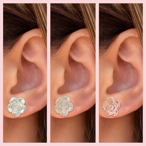 Image of Plastic Earrings for Sensitive Ears Flower Studs for Women
