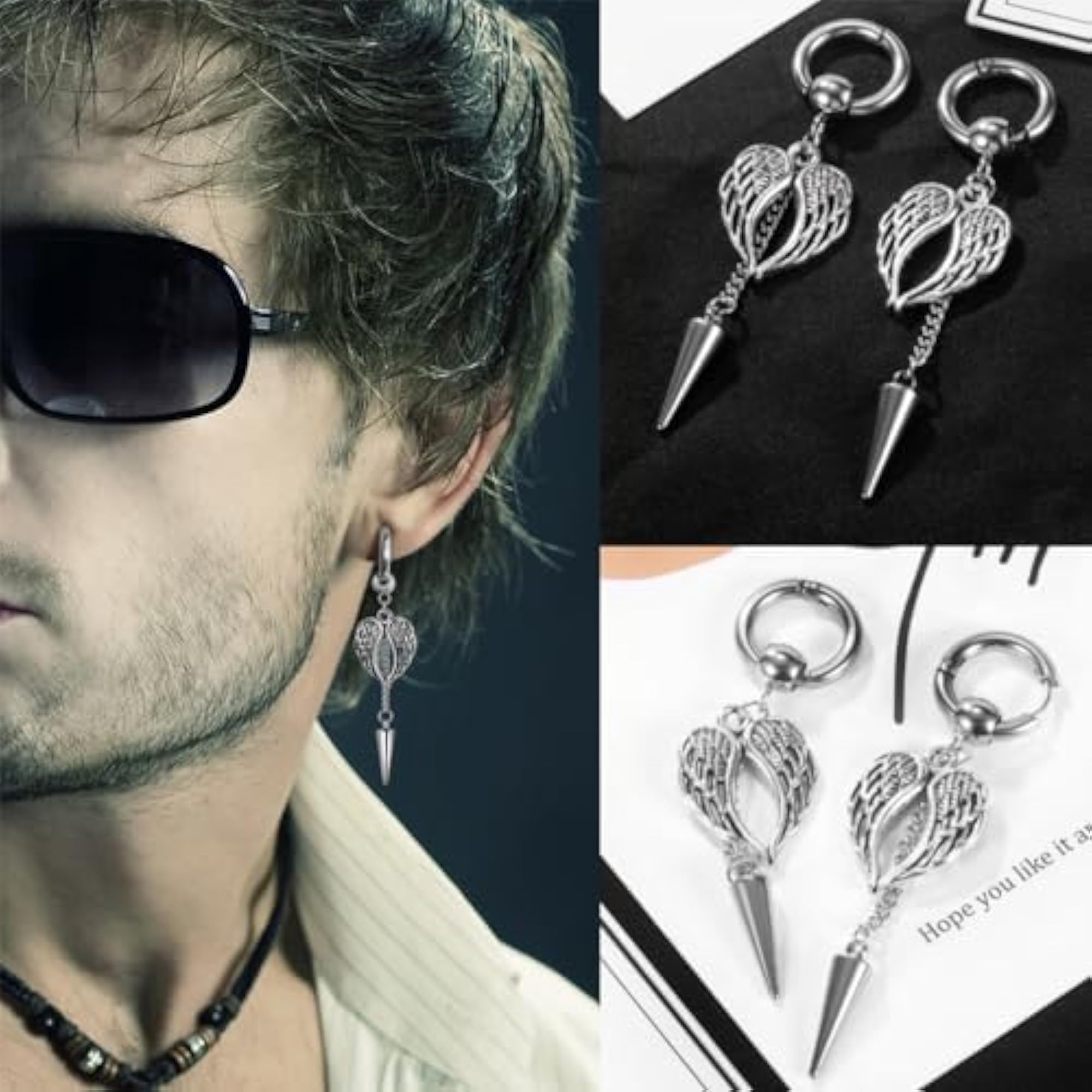18 Pairs Men's Y2K Punk Hoop Dangle Earrings Set